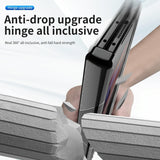 For Samsung Galaxy Z Fold4 5G Magnetic Phone Case With Holder - Plating Finish - Silver - 45-Degree Angle