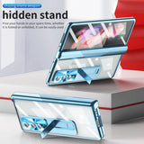 For Samsung Galaxy Z Fold4 5G Magnetic Phone Case With Holder - Plating Finish - Silver - Extra Image