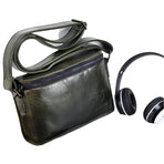 Men Brown Leather Shoulder Bag - Dark Night Green