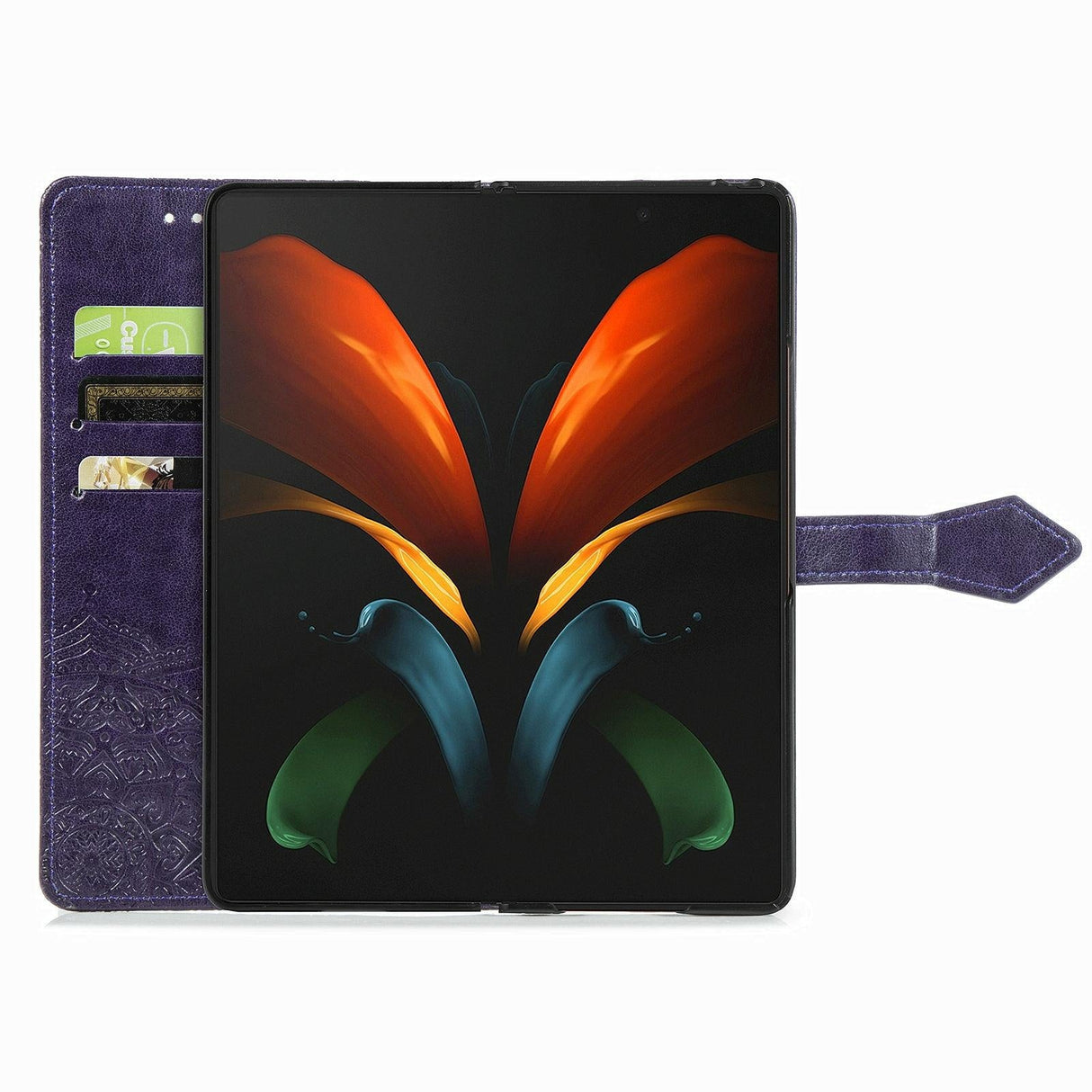 For Samsung Galaxy Z Fold4 5G Embossed Mandala Leather Phone Case - Green