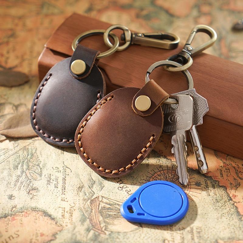 Vintage Leather Proximity Card Holder Access Control - Red