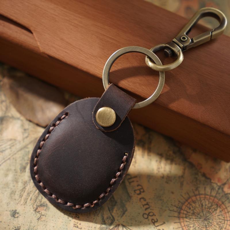 Vintage Leather Proximity Card Holder Access Control - Red