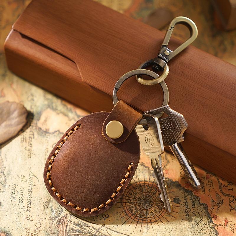 Vintage Leather Proximity Card Holder Access Control - Red