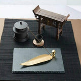 Large Sandalwood Incense Sticks with Leaf Ornaments - Bronze - Close-Up Angle