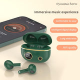 Waterproof 9d Stereo Bluetooth Earphones with Charging Case - Green - 45-Degree Angle
