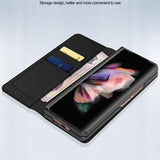 For Samsung Galaxy Z Fold4 5G Foldable Leather Phone Case - Horizontal Flip - Fiber Black - Close-Up Angle