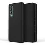 For Samsung Galaxy Z Fold4 5G Foldable Leather Phone Case - Horizontal Flip - Fiber Black