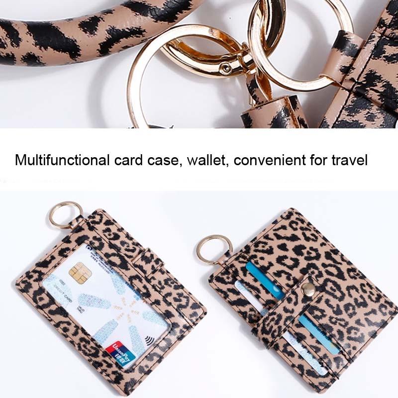 Pu Leather Wrist Ring Key Chain Coin Purse Black - White Snake