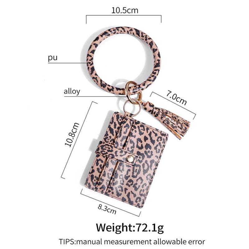 Pu Leather Wrist Ring Key Chain Coin Purse Black - White Snake