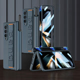 For Samsung Galaxy Z Fold4 5G Foldable Phone Case With Magnetic Hinge And Wrist Strap - Portable And Secure - Carbon Fiber