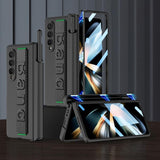 For Samsung Galaxy Z Fold4 5G Foldable Phone Case With Magnetic Hinge And Wrist Strap - Portable And Secure - Carbon Fiber - 45-Degree Angle