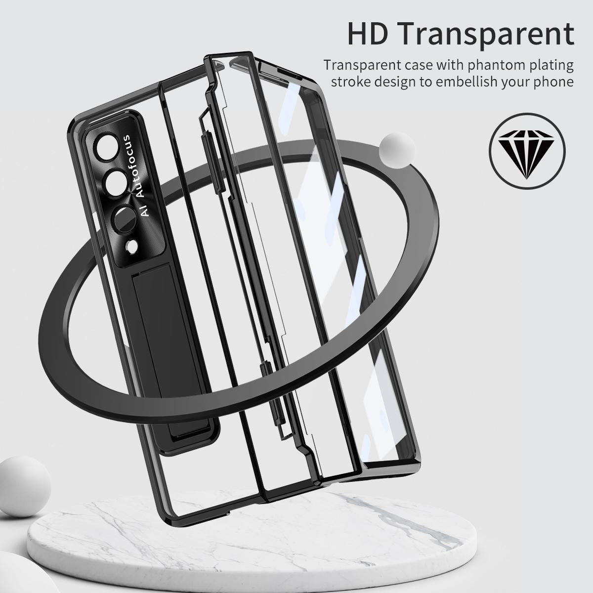 For Samsung Galaxy Z Fold4 5G Phantom Series Folding Case - Black