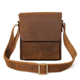 Rustic Leather Men Shoulder Bag - Brown Yellow