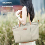 Large Capacity Laptop Tote For Women - Khaki - Top-Down View