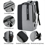 Large-capacity Laptop Backpack with Usb Charging - Ideal for Business Commuters - Grey - Close-Up Angle
