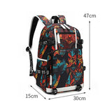 Student Thermal Backpack - Lightweight & Durable - Printed Gray - Rear View