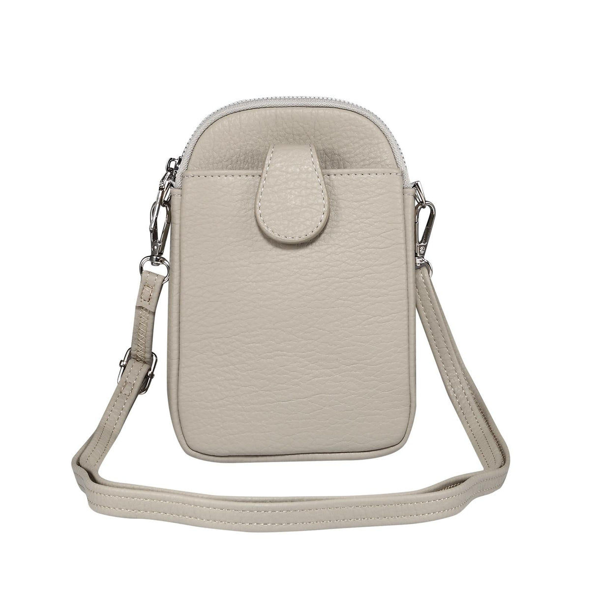 Litchi Texture Phone Crossbody Bag Leather Case For 5.5 Inch - 7.2 Inch Phones - Grey