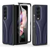 For Samsung Galaxy Z Fold4 5G Embossed Folding Case - Blue - Front View