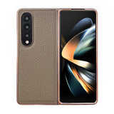 For Samsung Galaxy Z Fold4 5G Star Series Nano Electroplating Pu Case - Black - Front View
