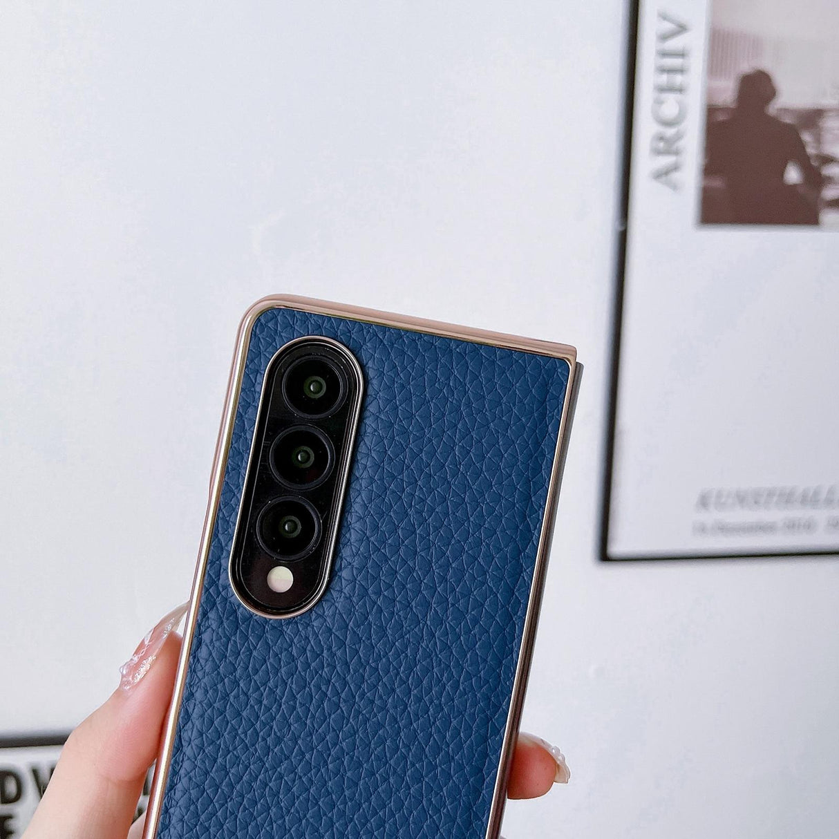 For Samsung Galaxy Z Fold4 5G Star Series Nano Electroplating Pu Case - Black