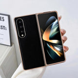 For Samsung Galaxy Z Fold4 5G Star Series Nano Electroplating Pu Case - Black