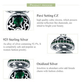 925 Sterling Silver Surprise Love Pendant For Diy Bracelets & Necklaces - Dark Green - 45-Degree Angle
