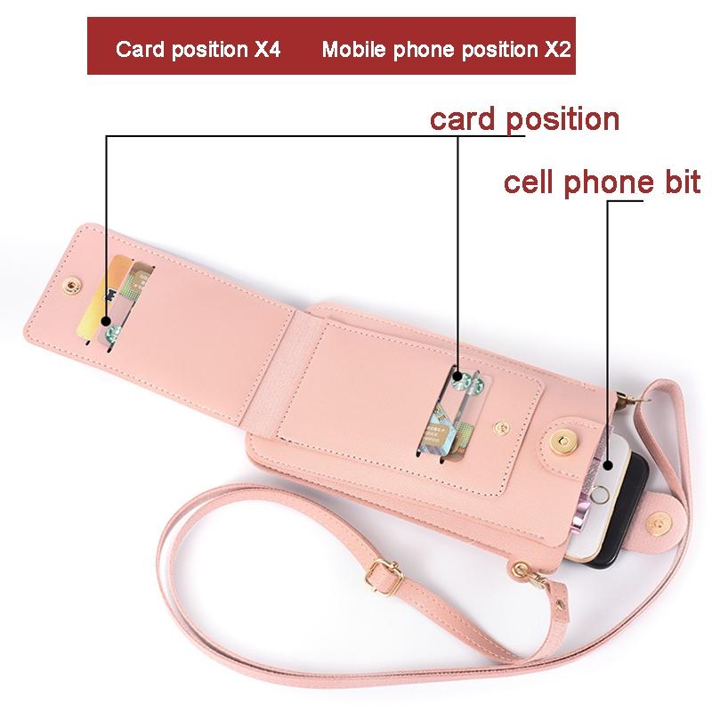 Printed Mini Shoulder Bag With Card Holder - Pink