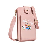 Printed Mini Shoulder Bag With Card Holder - Pink - Low Angle