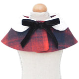 Dog Shawl Small Cloak Pet Bow Ttie Saliva Towel Pet Accessories - Size S - Navy Blue Grid - 45-Degree Angle