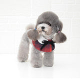 Dog Shawl Small Cloak Pet Bow Ttie Saliva Towel Pet Accessories - Size S - Navy Blue Grid - Rear View