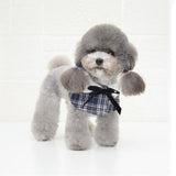 Dog Shawl Small Cloak Pet Bow Ttie Saliva Towel Pet Accessories - Size S - Navy Blue Grid - Extra Image