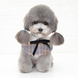 Dog Shawl Small Cloak Pet Bow Ttie Saliva Towel Pet Accessories - Size S - Navy Blue Grid - Extra Image