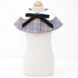 Dog Shawl Small Cloak Pet Bow Ttie Saliva Towel Pet Accessories - Size S - Navy Blue Grid - Extra Image