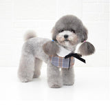 Dog Shawl Small Cloak Pet Bow Ttie Saliva Towel Pet Accessories - Size S - Navy Blue Grid - Extra Image