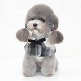 Dog Shawl Small Cloak Pet Bow Ttie Saliva Towel Pet Accessories - Size S - Navy Blue Grid - Extra Image