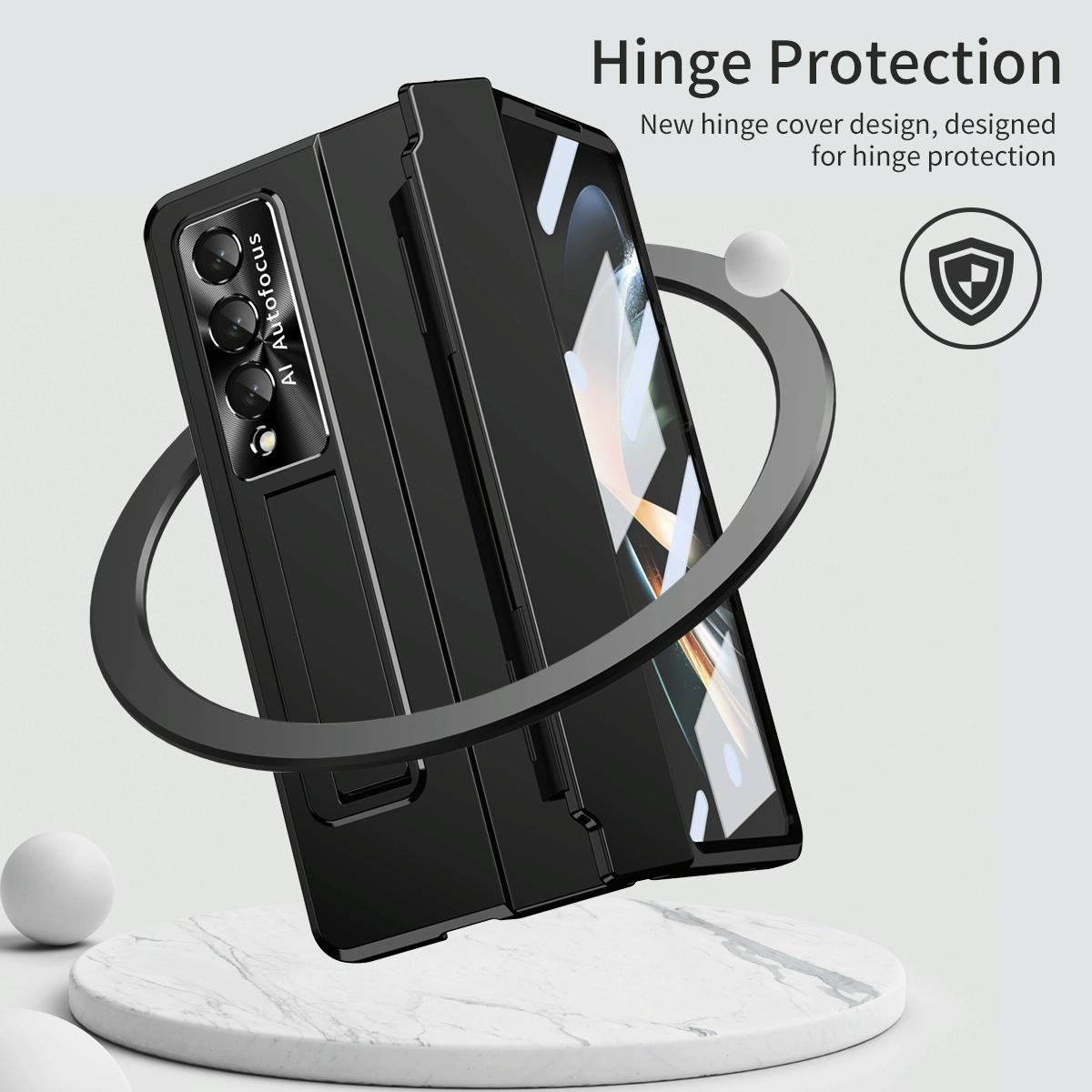 For Samsung Galaxy Z Fold4 5G Folding Case With Integrated Hinge - Black