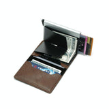 Anti Magnetic Rfid Leather Metal Wallet Universal Fit Black - Brown - Extra Image