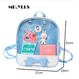 Mini Clear Kids Backpack with Bow - Perfect for School - Purple