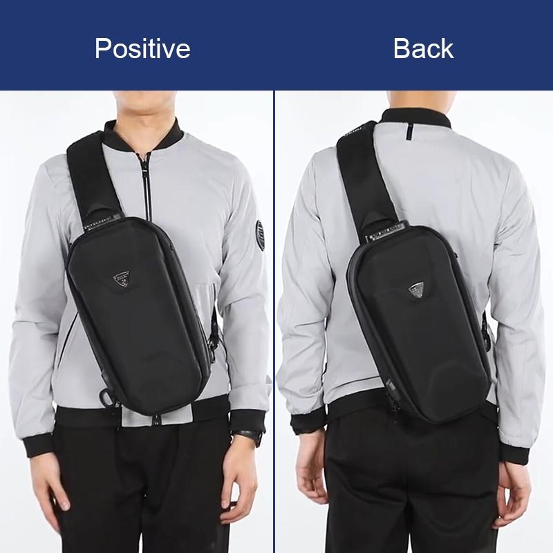 Waterproof Men Chest Bag Usb Charging Port Anti Theft Oxford Cloth Messenger Bag - Brown
