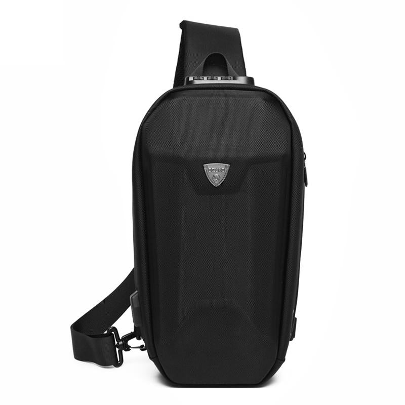 Waterproof Men Chest Bag Usb Charging Port Anti Theft Oxford Cloth Messenger Bag - Brown