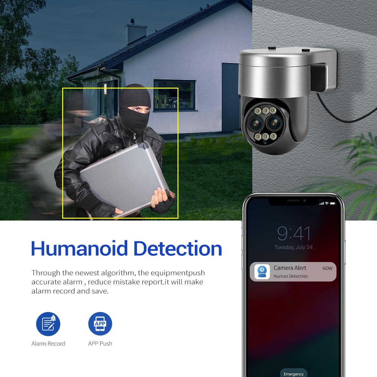 8X Dual Lens Wifi Camera With Dual Light Source And Two-Way Voice & Motion Detection
