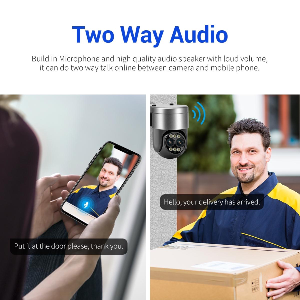 8X Dual Lens Wifi Camera With Dual Light Source And Two-Way Voice & Motion Detection