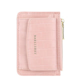 Multifunctional Crocodile Card Holder With Zipper Small Coin Purse - Black