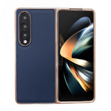 For Samsung Galaxy Z Fold4 5G Leather Phone Case - Nano Plating - Dark Blue