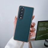 For Samsung Galaxy Z Fold4 5G Leather Phone Case - Nano Plating - Dark Blue