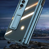 For Samsung Galaxy Z Fold4 5G Magnetic Privacy Case - Foldable - Silver - Close-Up Angle