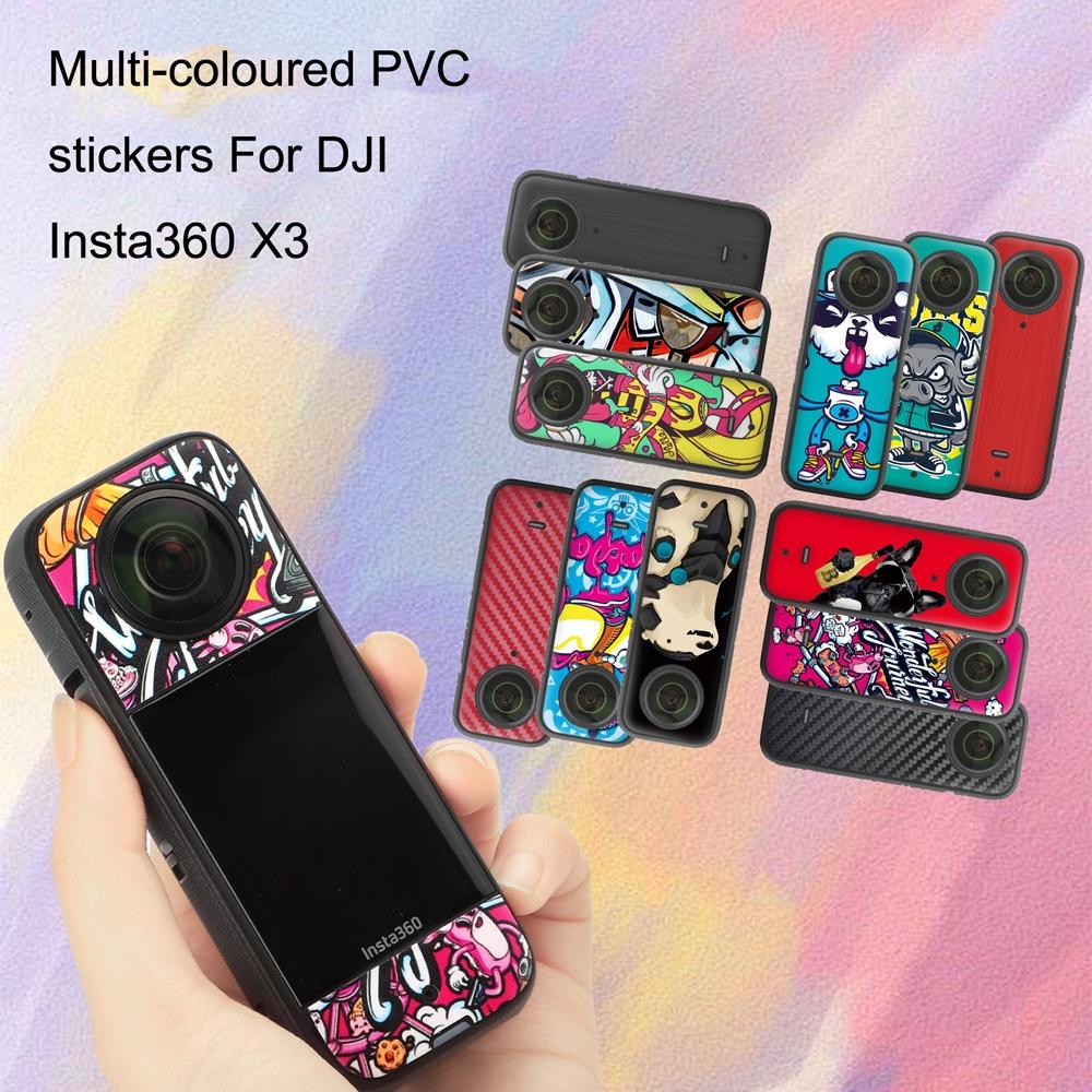 Protective Film Stickers for Dji Insta360 X3 Panoramic Camera - Graffiti + Carbon Pattern Black