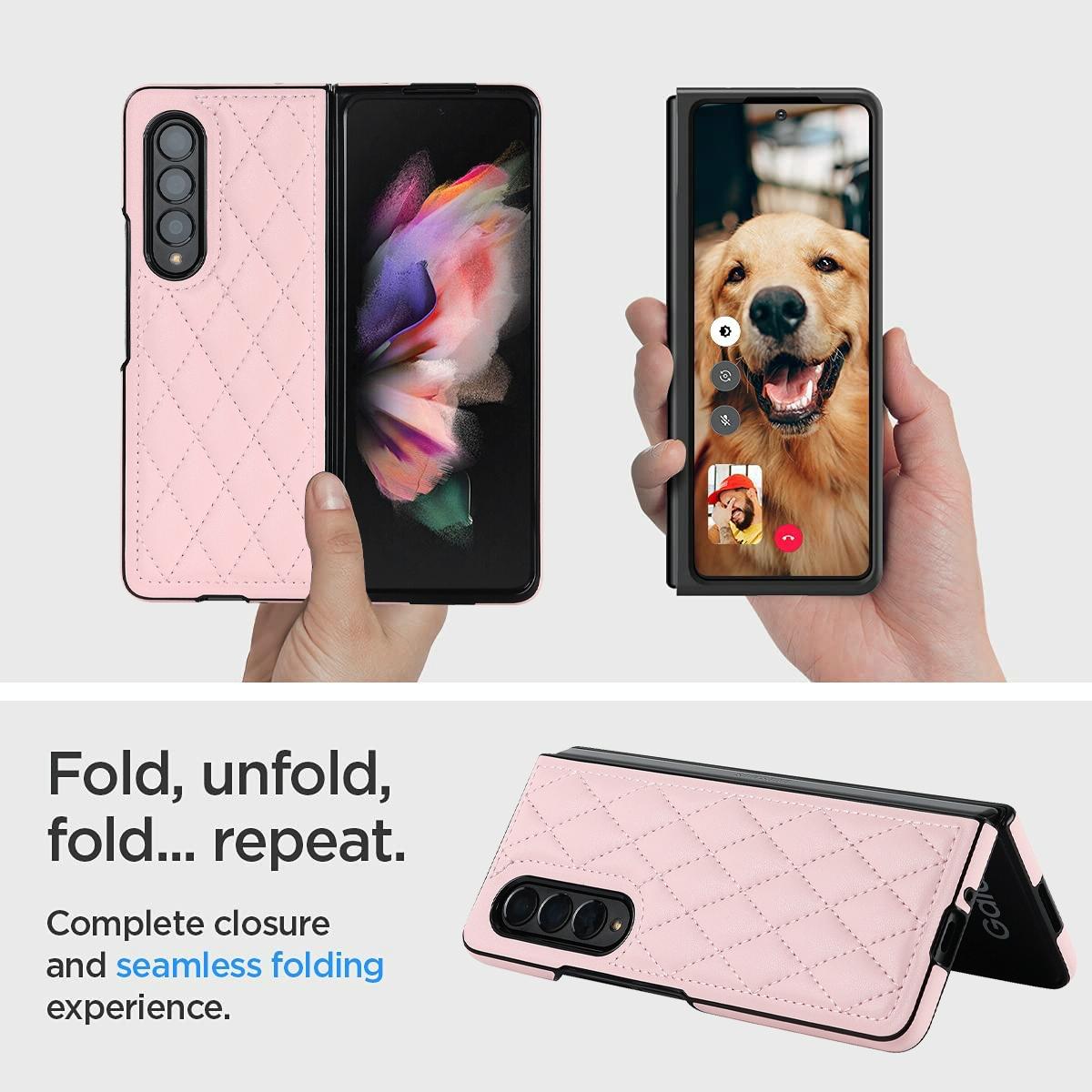 For Samsung Galaxy Z Fold4 5G Foldable Microfiber Phone Case - Rhombic Design - Blue