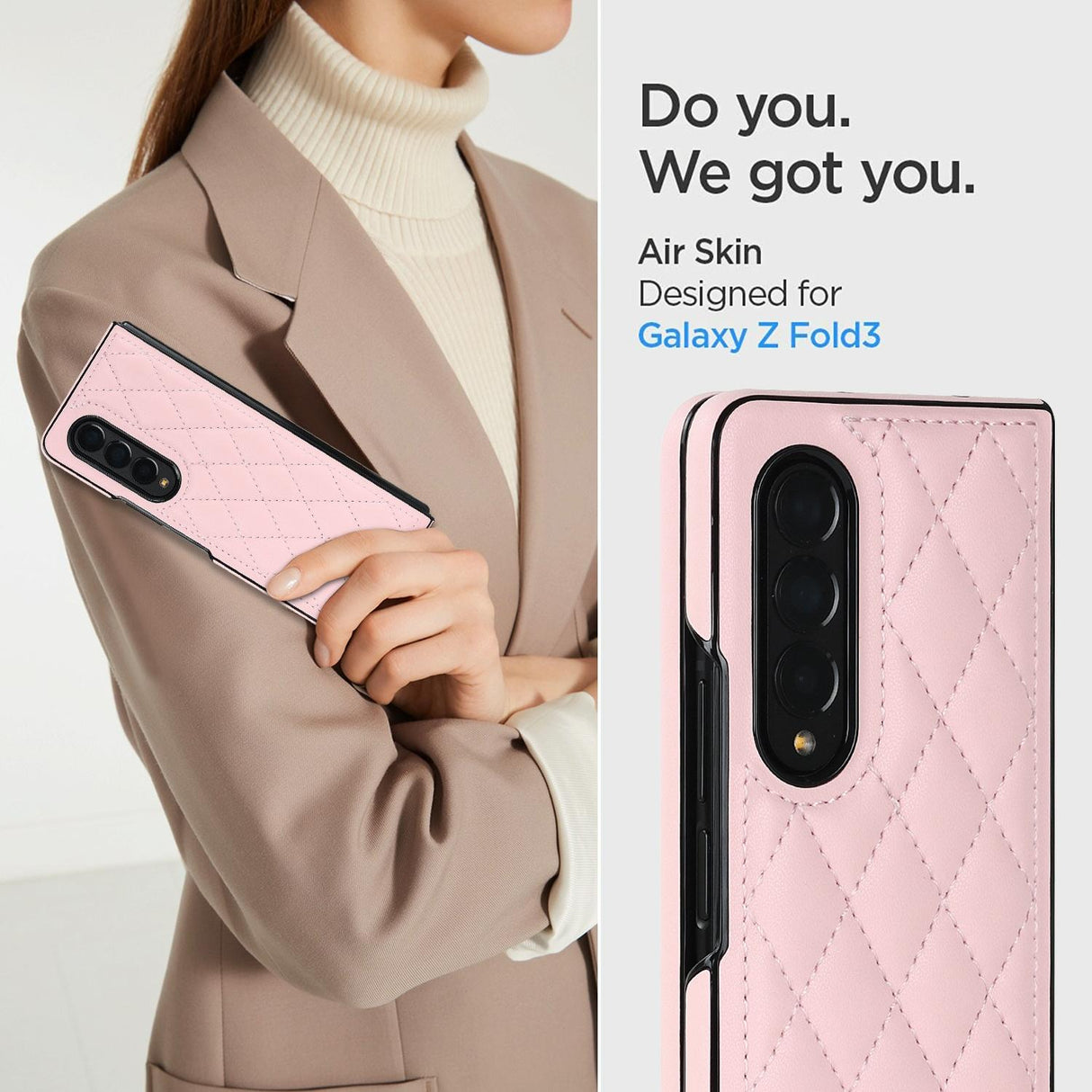 For Samsung Galaxy Z Fold4 5G Foldable Microfiber Phone Case - Rhombic Design - Blue