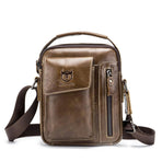 Soft Leather Messenger Bag For Men - Chestnut Brown